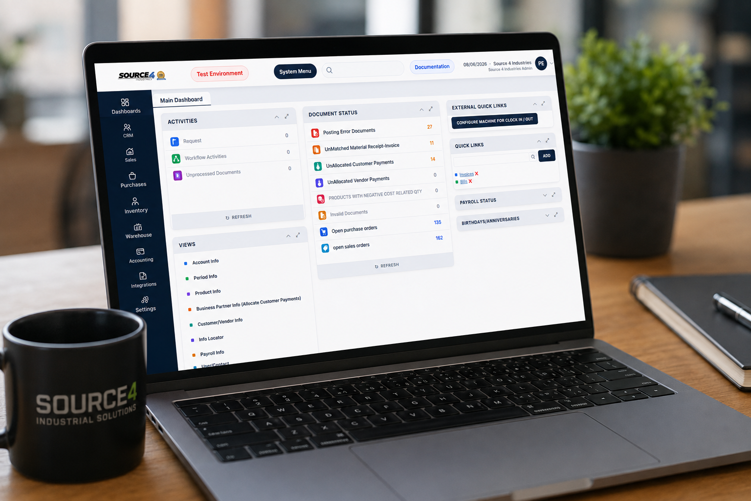 Real-time visibility across warehouse, production, e-commerce, and accounting on CBOS